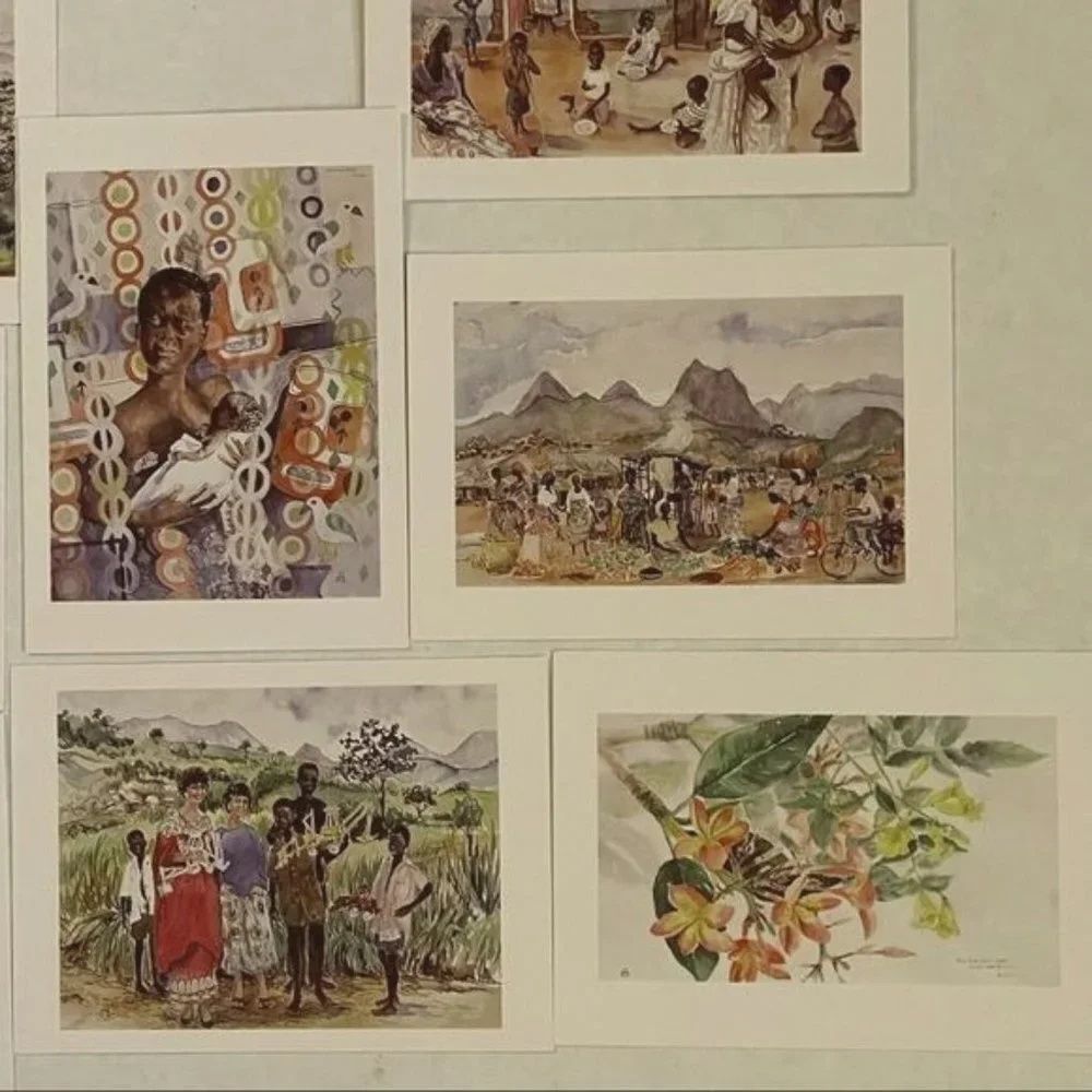 Watercolor by Dorothy B. Hayes 1994 Blank‎ Cards Set of 14 Floral People Farm